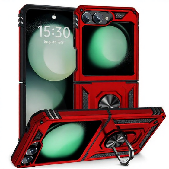 Samsung Z Flip 6 Military Armour Ring Case Red