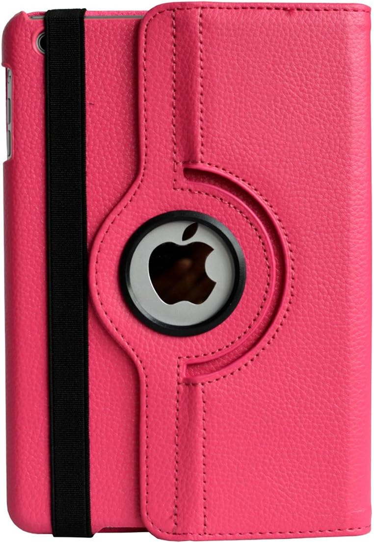 Rotation 360° Leather Stand Cover For Apple iPad Mini 1 / 2 Pink